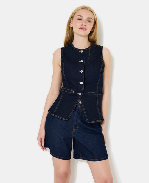 Veste sans manches en jean façon gilet barman - PIMKIE - 5