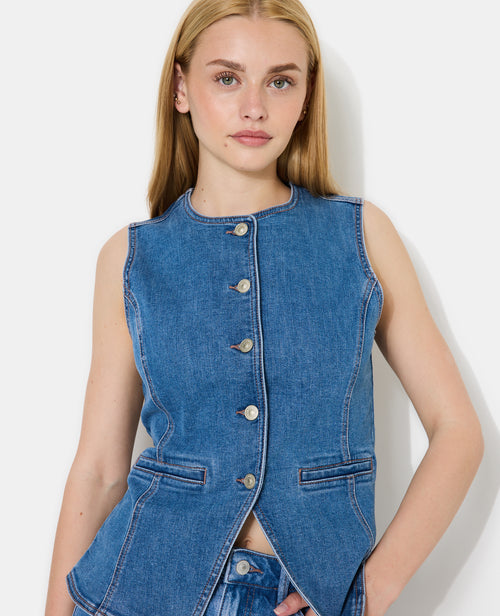 Veste sans manches en jean façon gilet barman - PIMKIE - 2