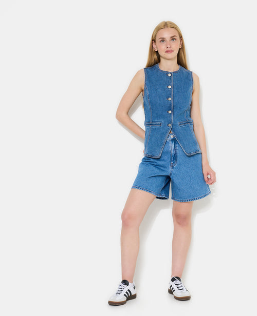 Veste sans manches en jean façon gilet barman - PIMKIE - 3