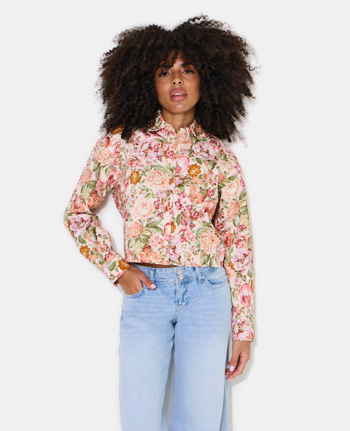 Veste droite motif fleurs façon tapisserie - PIMKIE - 5