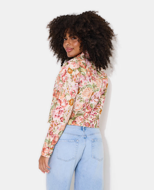 Veste droite motif fleurs façon tapisserie - PIMKIE - 6