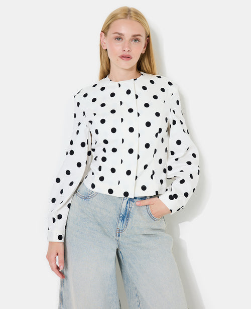 Veste cintrée col rond motif pois - PIMKIE - 1