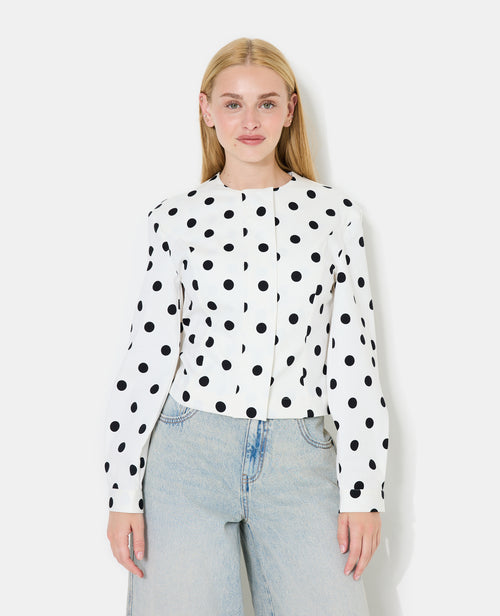 Veste cintrée col rond motif pois - PIMKIE - 5