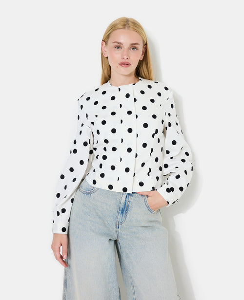 Veste cintrée col rond motif pois - PIMKIE - 7