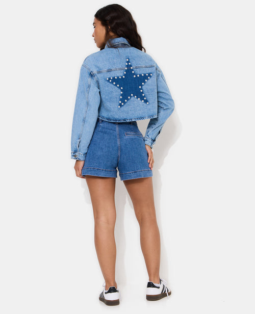 Veste courte en jean avec étoile et clous - PIMKIE - 2