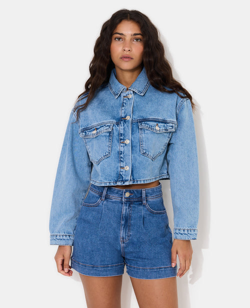 Veste courte en jean avec étoile et clous - PIMKIE - 5