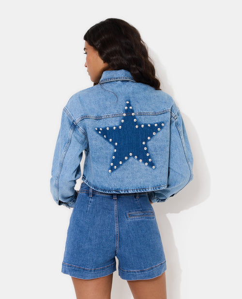 Veste courte en jean avec étoile et clous - PIMKIE - 6