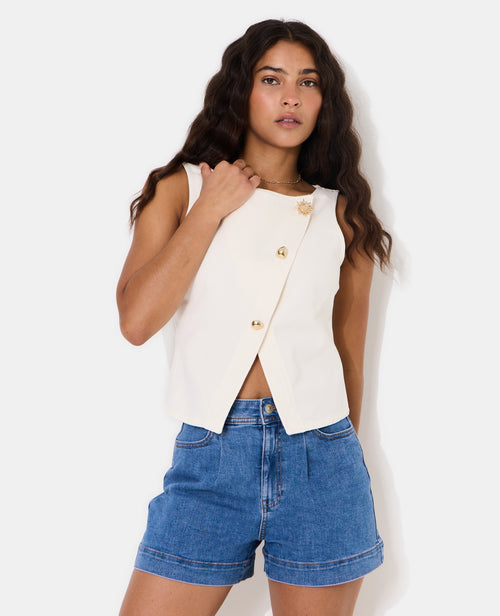 Top sans manches façon gilet barman boutons bijoux - PIMKIE - 1