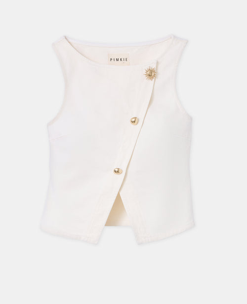 Top sans manches façon gilet barman boutons bijoux - PIMKIE - 4