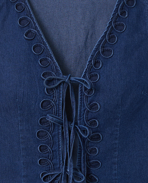 Gilet barman en jean avec nouettes - PIMKIE - 7