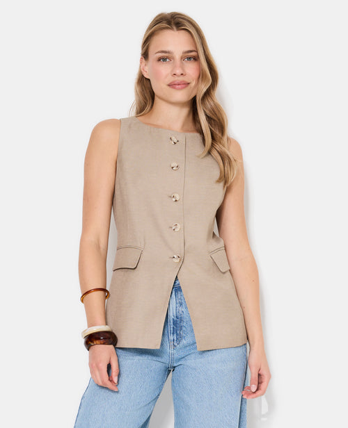 Veste sans manches esprit gilet de barman avec lin - PIMKIE - 1