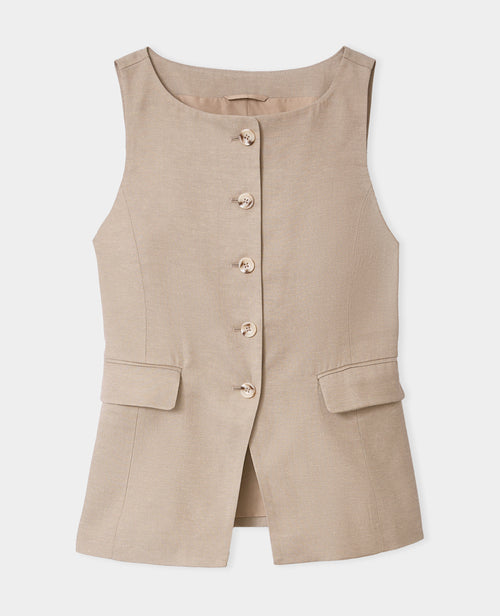 Veste sans manches esprit gilet de barman avec lin - PIMKIE - 4