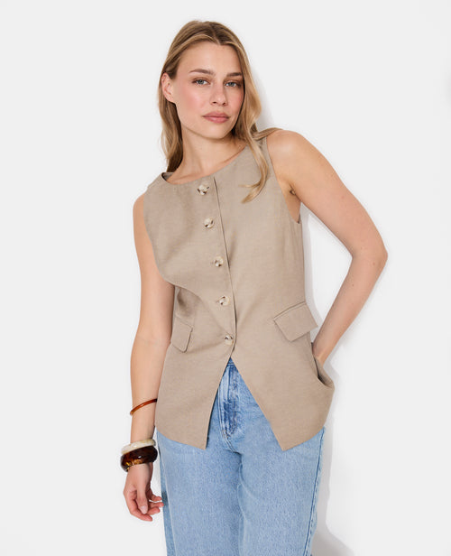 Veste sans manches esprit gilet de barman avec lin - PIMKIE - 5