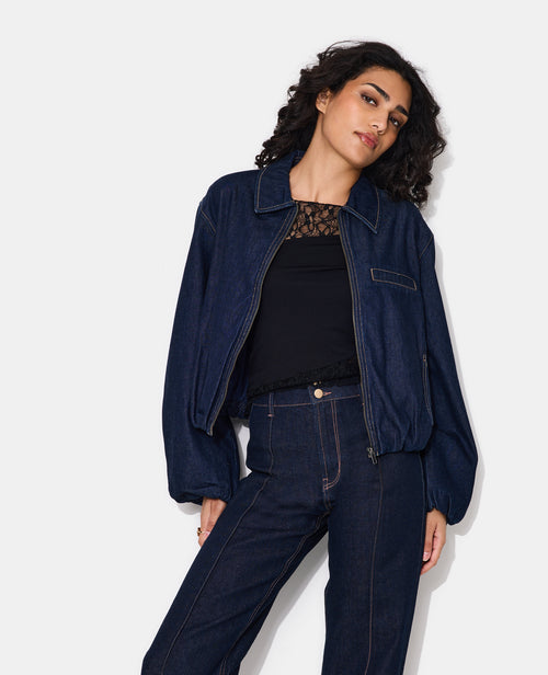 Veste boule en jean avec col chemise - PIMKIE - 1