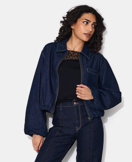 Veste boule en jean avec col chemise - PIMKIE - 5
