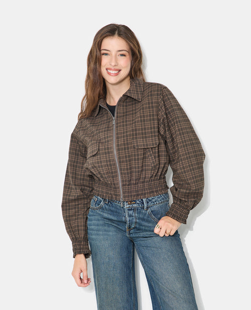 Blouson à carreaux avec col et base élastiquée - PIMKIE - 1