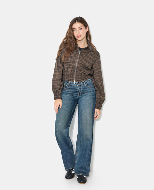 Blouson à carreaux avec col et base élastiquée - PIMKIE - 3