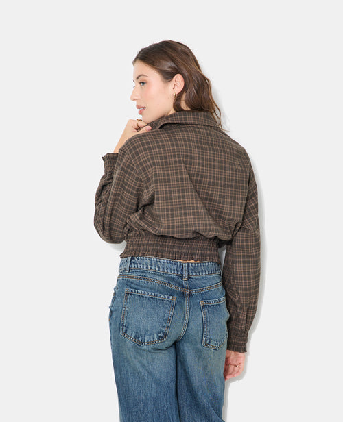 Blouson à carreaux avec col et base élastiquée - PIMKIE - 6