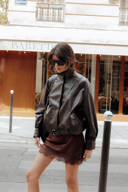 Blouson en simili forme vintage avec col montant - PIMKIE - 1