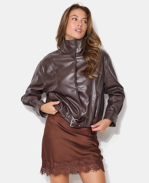 Blouson en simili forme vintage avec col montant - PIMKIE - 1