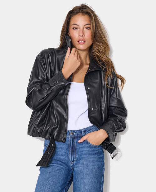 Blouson en simili forme vintage avec col montant - PIMKIE - 2