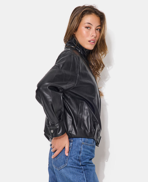 Blouson en simili forme vintage avec col montant - PIMKIE - 1