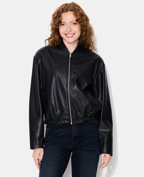 Blouson bomber en simili avec clous - PIMKIE - 1