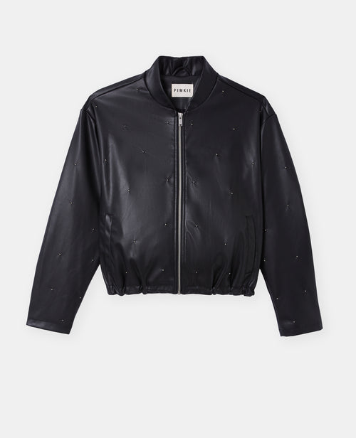 Blouson bomber en simili avec clous - PIMKIE - 4