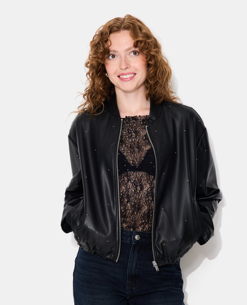 Blouson bomber en simili avec clous - PIMKIE - 5