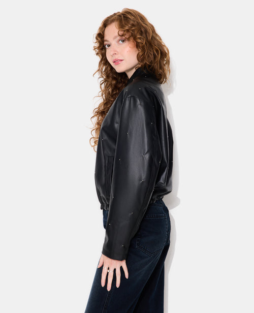 Blouson bomber en simili avec clous - PIMKIE - 1