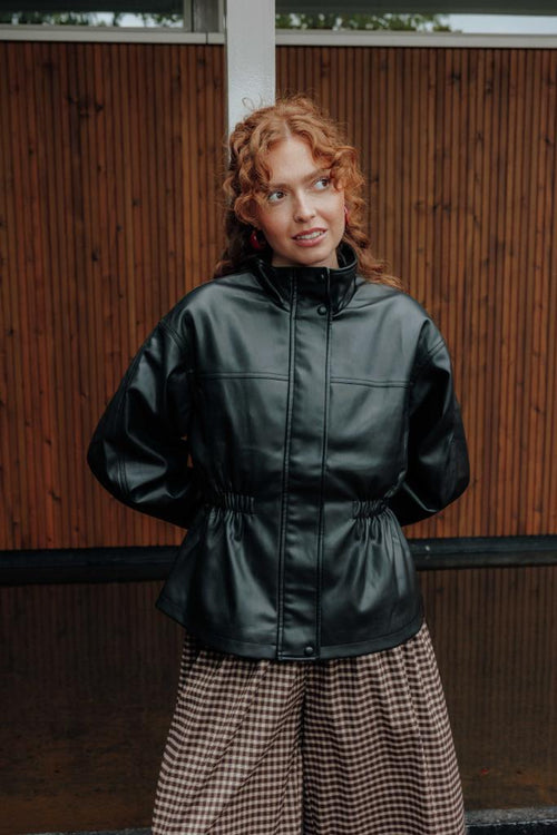 Veste en simili col montant et taille élastiquée - PIMKIE - 1