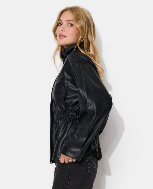 Veste en simili col montant et taille élastiquée - PIMKIE - 2