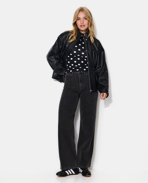 Veste en simili col montant et taille élastiquée - PIMKIE - 1