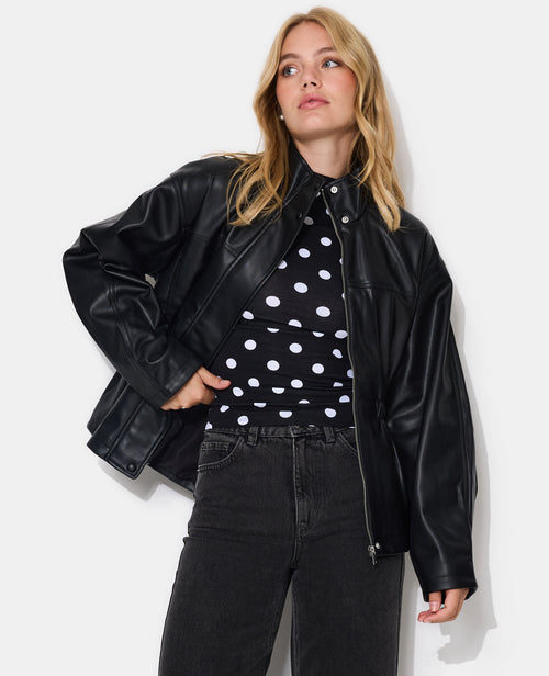 Veste en simili col montant et taille élastiquée - PIMKIE - 5