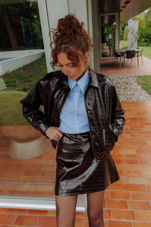 Veste boule en simili effet croco brillant - PIMKIE - 1