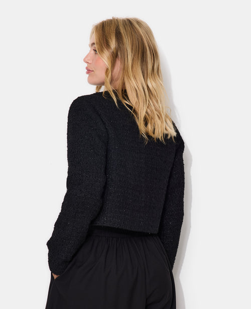 Veste droite en tweed avec lurex et brandebourg - PIMKIE - 6