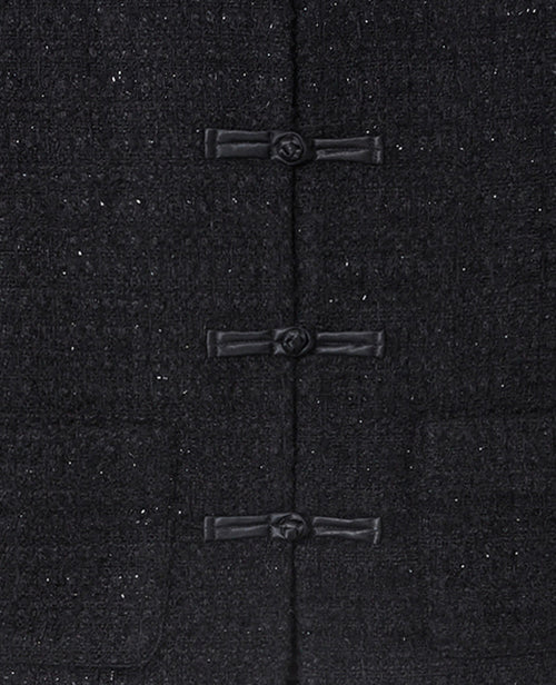 Veste droite en tweed avec lurex et brandebourg - PIMKIE - 2