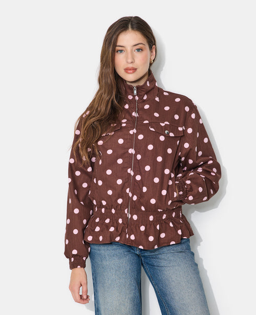 Veste en toile motif pois taille élastiquée - PIMKIE - 1