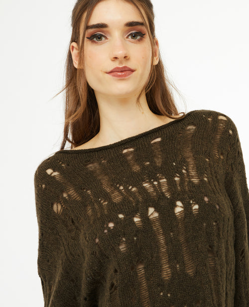 Pull oversize en maille ajourée effet destroy - PIMKIE - 2