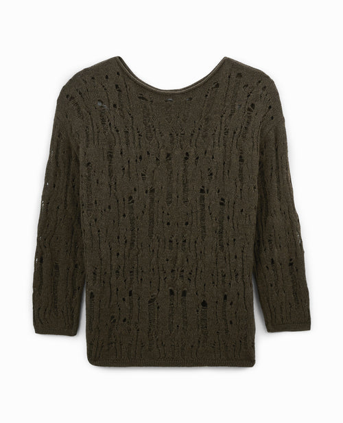 Pull oversize en maille ajourée effet destroy - PIMKIE - 5