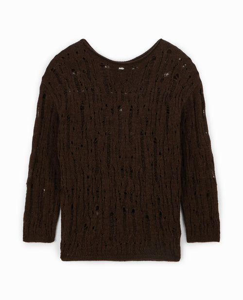 Pull oversize en maille ajourée effet destroy - PIMKIE - 5