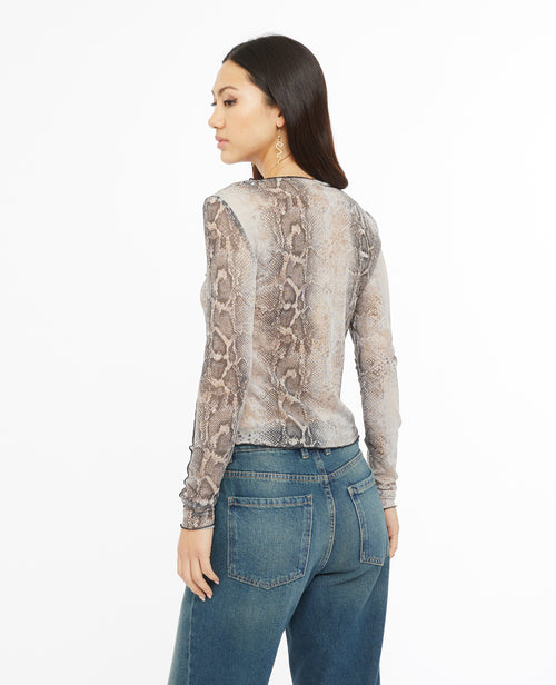 Top manches longues en tulle motif python - PIMKIE - 4