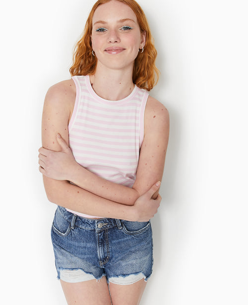 Débardeur court et rayé en maille côtelée - PIMKIE - 6