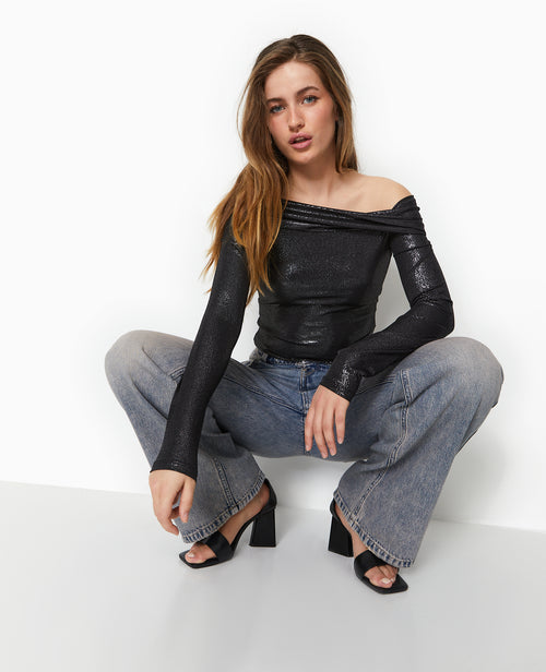 Top encolure Bardot avec paillettes - PIMKIE - 2