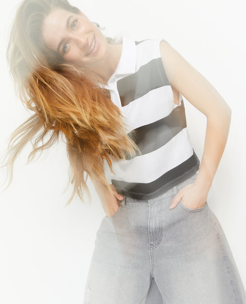 Polo court sans manches rayé - PIMKIE - 7