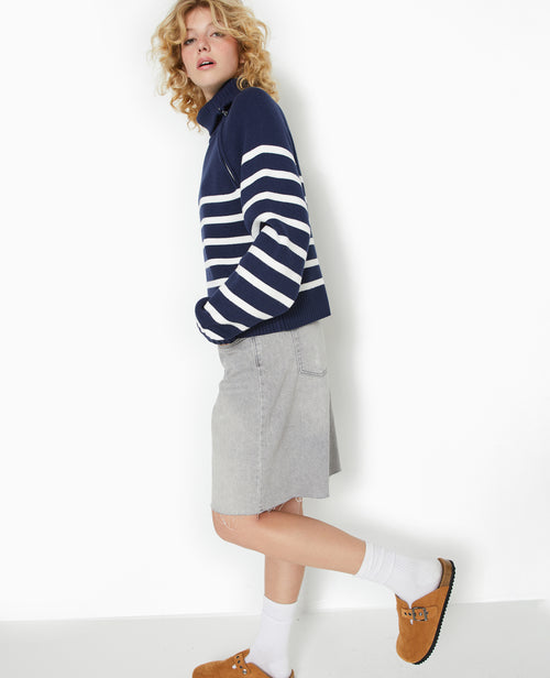 Pull rayé avec col camionneur asymétrique - PIMKIE - 2