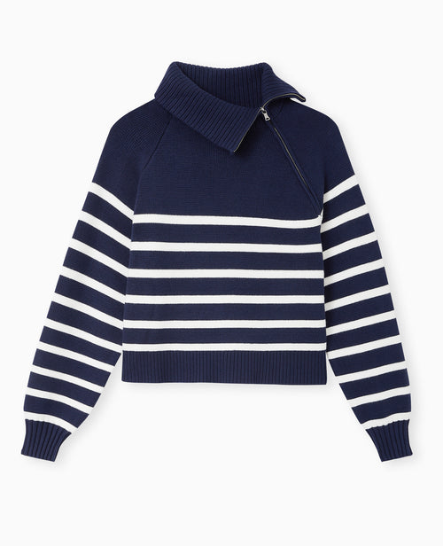 Pull rayé avec col camionneur asymétrique - PIMKIE - 4