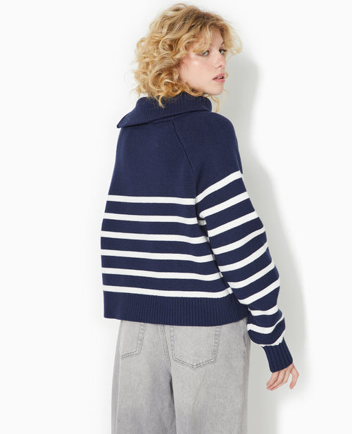 Pull rayé avec col camionneur asymétrique - PIMKIE - 6