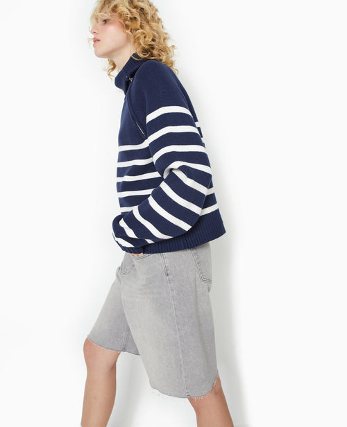 Pull rayé avec col camionneur asymétrique - PIMKIE - 1