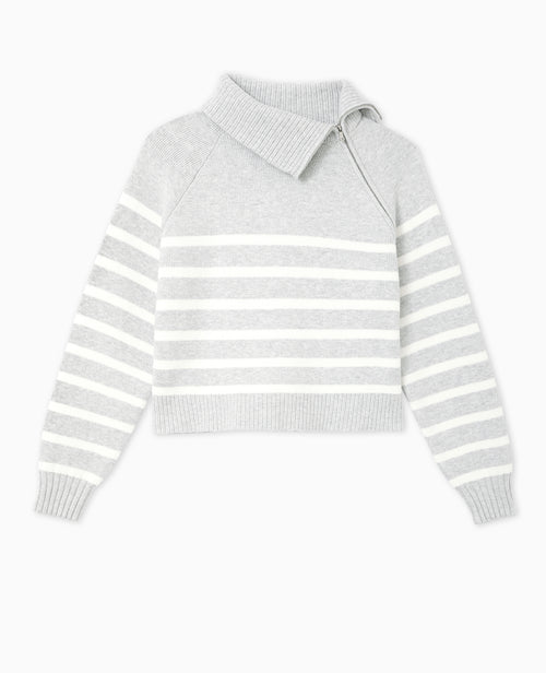 Pull rayé avec col camionneur asymétrique - PIMKIE - 4